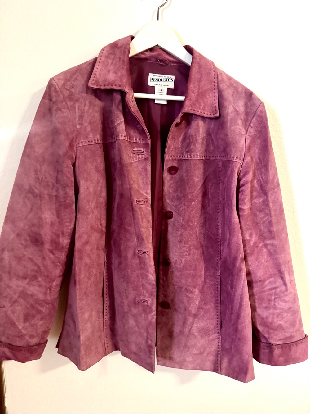 Pendleton Mauve Suede Button-Front Jacket